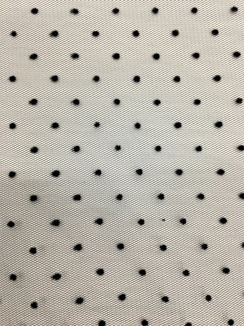 Flocked hail spot tulle (VJ37) Black