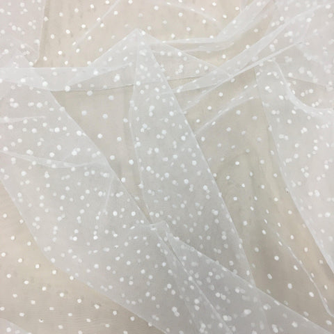 Flocked hail spot tulle (VJ37) Ivory