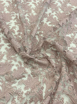 Tea Rose Floral Embroidered Tulle — featuring floral motifs, 60% polyester 40% nylon, 130cm wide