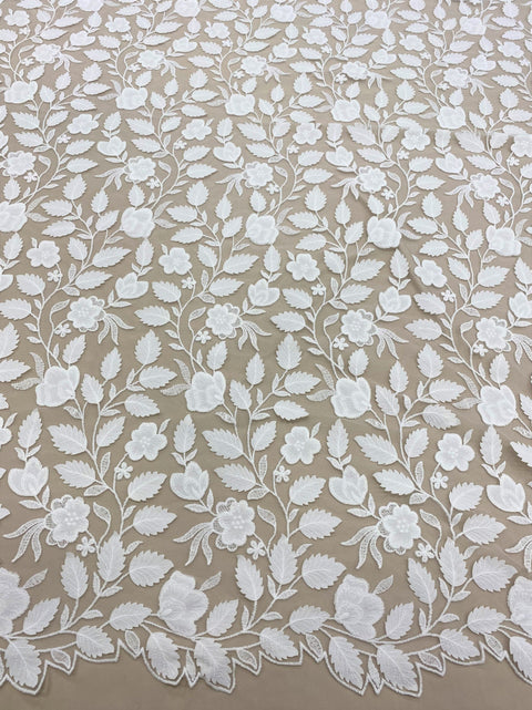 Embroidered Applique Tulle (W31336) Ivory