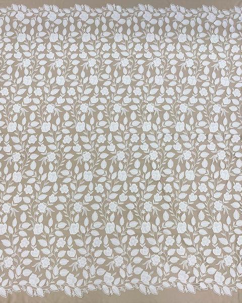 Embroidered Applique Tulle (W31336) Ivory