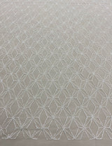 Ivory Beaded Tulle — featuring geometric motifs and hand-beading, 60% nylon 40% polyester, 130cm wide