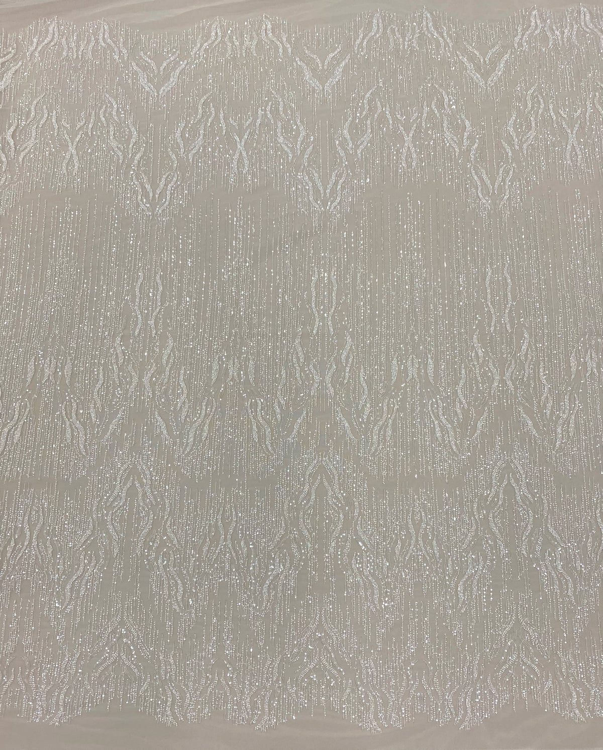 Embellished Abstract Linear Tulle (W35112) Ivory