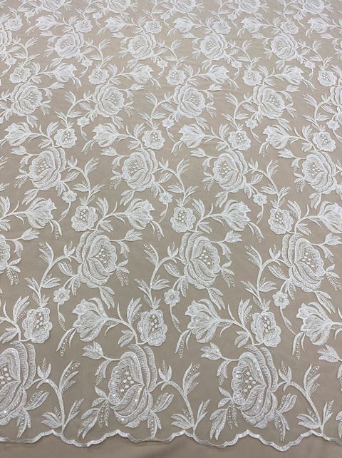 Embroidered Tulle (w35324) Ivory