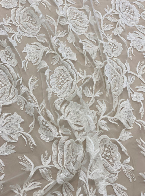Embroidered Tulle (w35324) Ivory