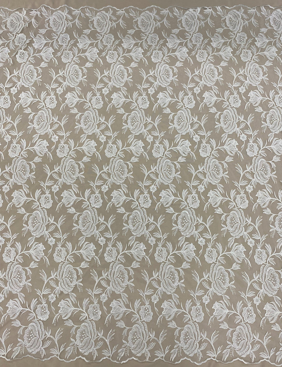 Embroidered Tulle (w35324) Ivory – Silk World