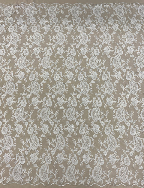 Embroidered Tulle (w35324) Ivory