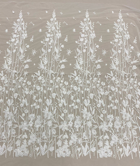 Embroidered Floral Tulle (W52333) Ivory