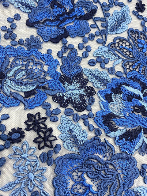 Embroidered Tulle (W52628) Indigo