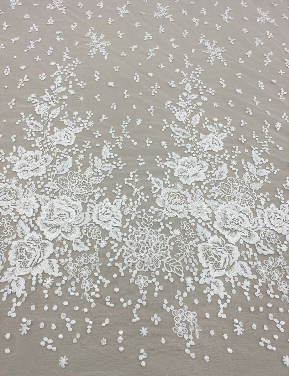 Ivory Embroidered Beaded Tulle Eb1028
