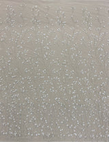 Ivory Floral Embellished Tulle — featuring floral motifs, hand-beading and sequins, 60% nylon 40% metallic, 130cm wide