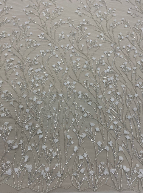 Floral Embellished Tulle (W53122) Ivory