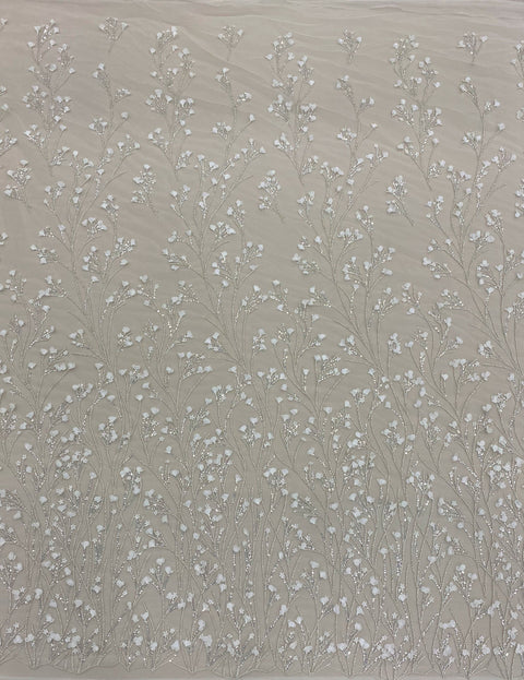 Floral Embellished Tulle (W53122) Ivory