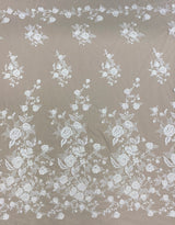 Floral Embroidered tulle (W53529) Ivory - DIS