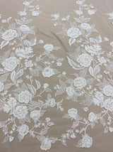 Floral Embroidered tulle (W53529) Ivory - DIS