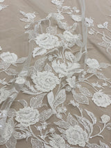 Floral Embroidered tulle (W53529) Ivory - DIS