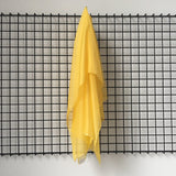 Yellow Satin Chiffon — lightweight and sheer with a fluid, airy drape and a smooth satin luster finish, 100% mulberry silk, 140cm wide